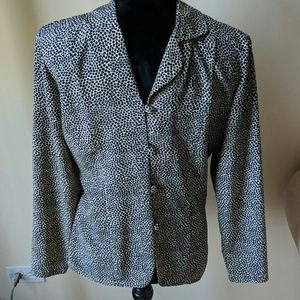 BLACK/OFF WHT PRINT LONGE SLEEVE BLOUSE 6